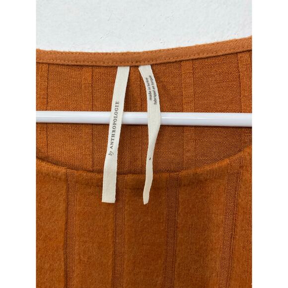 By Anthropologie Womens Ribbed Side-Slit Tunic Size Small Rust Orange Cozy Knit - Picture 5 of 7